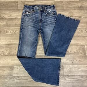 American Eagle Super Hi-Rise Flare Leg Denim Jeans Medium Wash sz 0